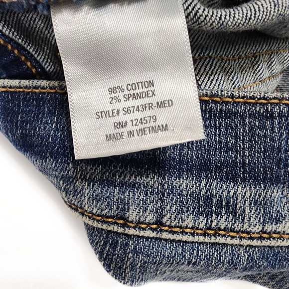 Sneak Peek Women's Denim Shorts Size 28 Blue Distressed Stars & Stripes Pockets - Picture 12 of 16